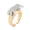 Brass Micro Pave Clear Cubic Zirconia Cuff Rings for Women Men RJEW-Z080-02GP-01-4