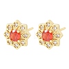 Brass Micro Pave Cubic Zirconia Stud Earrings for Women KK-A305-03G-05-5