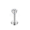 Titanium Steel Clear Cubic Zirconia Threadless Labret Stud WGC142D-18-1