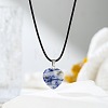 Natural Blue Spot Jasper Heart Pendant Black Cord Necklaces NI9317-17-1