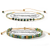 2Pcs 2 Styles Natural Fuchsite & Glass & Iron Braided Bead Bracelet Sets VQ5564-6