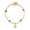 Brass Heart Charm Bracelets BJEW-JB13880-4