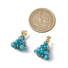 Round Brass Natural Apatite Hoop Earrings EJEW-TA00620-03-3