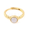 Round Natural Blue Lace Agate Adjustable Rings RJEW-Q817-03G-03-2