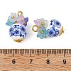 Printed Handmade Porcelain Beads Pendants PALLOY-JF05907-02-3