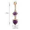 Real 18K Gold Plated Brass Rhinestone Heart Navel Ring Belly Rings AJEW-EE0001-56C-4