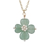 Natural Green Aventurine Clover Shamrock Pendant Necklaces NJEW-JN05170-02-3