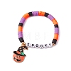 Pumpkin & Spider Web Alloy Enamel Charm Bracelets BJEW-JB10886-3