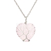 Natural Rose Quartz Heart Pendant Necklaces PW-WG58330-06-1