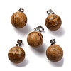 Round Natural Picture Jasper Pendants G-Q434-19-1