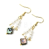 Paua Shell Dangle Earrings EJEW-JE07179-01-3