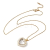 Brass Micro Pave Clear Cubic Zirconia and Glass Heart Locket Photo Pendant 304 Stainless Steel Chain Necklaces for Women NJEW-D341-01G-4