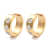 Ion Plating(IP) 304 Stainless Steel & Natural Shell Huggie Hoop Earrings for Women EJEW-C096-26A-G-1