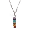 Natural & Synthetic Mixed Gemstone Disc Pendant Necklaces X-NJEW-JN04623-01-1