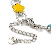 304 Stainless Steel Enamel Flower Link Chain Bracelets with Glitter Powder BJEW-S153-05P-02-3