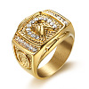 304 Stainless Steel Micro Pave Clear Cubic Zirconia Finger Rings for Men FS-WGEF432-02-1