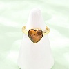 Natural Tiger Eye Finger Rings with Brass Findings G-H353-03G-01-2