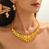 Middle Eastern Bride Brass Flower Necklace & Stud Earrings Sets for Women SX1464-4