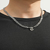 304 Stainless Steel Initial Pendant Cuban Link Chain Necklaces FS-WGB15F2-22-1