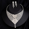 Alloy Crystal Rhinestone Chain Necklaces & Stud Dangle Earrings Sets FS-WG4CE3B-03-1