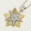 Duo Tone Brass Micro Pave Clear Cubic Zirconia Pendant Necklaces for Women WGA87B1-06-1