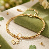 Four Leaf Clover 304 Stainless Steel Charm Bracelets LS-UY0745-1-1