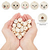 Globleland 60Pcs 6 Styles Unfinished Natural Wood Printed Beads WOOD-GL0001-13A-2