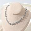 304 Stainless Steel Full Rhinestone Flat Round Link Chain Necklaces for Women SA-CBABBEA-02P-01-1