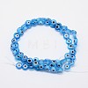 Handmade Evil Eye Lampwork Flat Round Bead Strands LAMP-L058-10mm-09-2