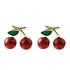 Brass Enamel Stud Earrings EJEW-G430-06A-G-4