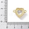 Brass Micro Pave Cubic Zirconia with Glass Heart Links Connector Charms KK-L268-017G-4