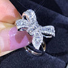 Bowknot Brass Micro Pave Clear Cubic Zirconia Finger Rings for Women FS-WGD928F-01-1