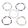 Natural Mixed Gemstone Cube Beads Stretch Bracelets for Women BJEW-JB13176-2