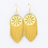 Bohemian Alloy & Sheepskin Tassel Dangle Earrings FS-WG1C262-04-1