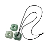 Natural Green Aventurine Square Pendants Black PU Leather Cord Necklaces X-NJEW-K285-01B-4