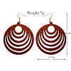 Hollow Out Flat Round Wood Dangle Earrings FS-WGEA979-03-2