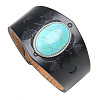 PU Leather & Oval Synthetic Turquoise Bracelets WG45792-01-2