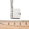 304 Stainless Steel Book Pendant Necklaces for Women NJEW-U037-01A-P-5