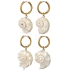 Natural Sea Shell Dangle Hoop Earrings EJEW-JE07355-2