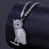 Alloy Full Crystal Rhinestone Owl Pendant Rope Chain Necklaces for Unisex WG4DB42-02-1