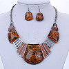 Trapezoid Alloy Resin Pendant Necklaces & Dangle Earrings Sets FS-WG8D8C4-02-1