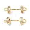 Brass Micro Pave Clear Cubic Zirconia Connector Charms KK-B134-43G-1