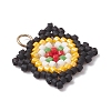 Handmade Glass Seed Beaded  Window Lattice Pattern Shape Pendants PALLOY-MZ00929-04-3