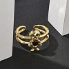 Brass Micro Pave Cubic Zirconia Cuff Rings RJEW-G364-03G-01-2