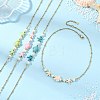 Ocean Synthetic Turquoise Starfish Turtle and Round Shell Pearl Beaded Necklaces NJEW-JN06168-1