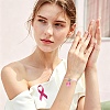 6Pcs 3 Styles Adjustable Alloy Enamel Pink Ribbon Charm Nylon Braided Bracelet Sets BJEW-YW00019-6