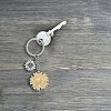 16Pcs 2 Colors Sunflower Alloy Pendant Keychain KEYC-FH0001-34-7