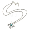 Letter A~Z Antique Silver Plated Alloy with Synthetic Turquoise Pendant Necklaces NJEW-G080-01N-3