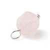 Faceted Natural Rose Quartz Pendants PALLOY-JF01694-04-4