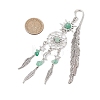 Alloy Sun & Woven Net/Web with Feather Charms Bookmarks AJEW-JK00368-01-3